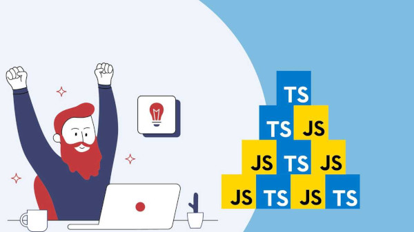 Happy developer with JS and TS pyramid