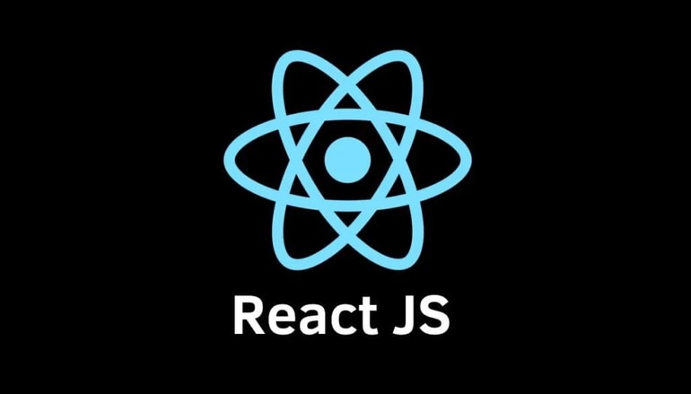 React JS logo on a black background